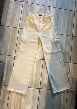PacSun x Playboy Ivory Corduroy Wide Leg Cargo Pants